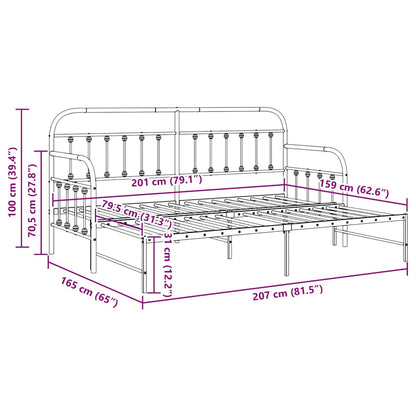 Tagesbettrahmen Weiß 80 x 200 cm Pulverbeschichteter Stahl