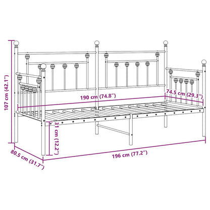 Tagesbettrahmen Weiß 75 x 190 cm Stahl