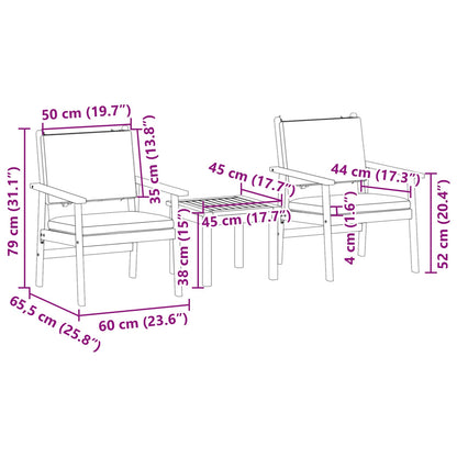 Gartensofa-set 3 pcs Cremeweiß Massivholz Akazie