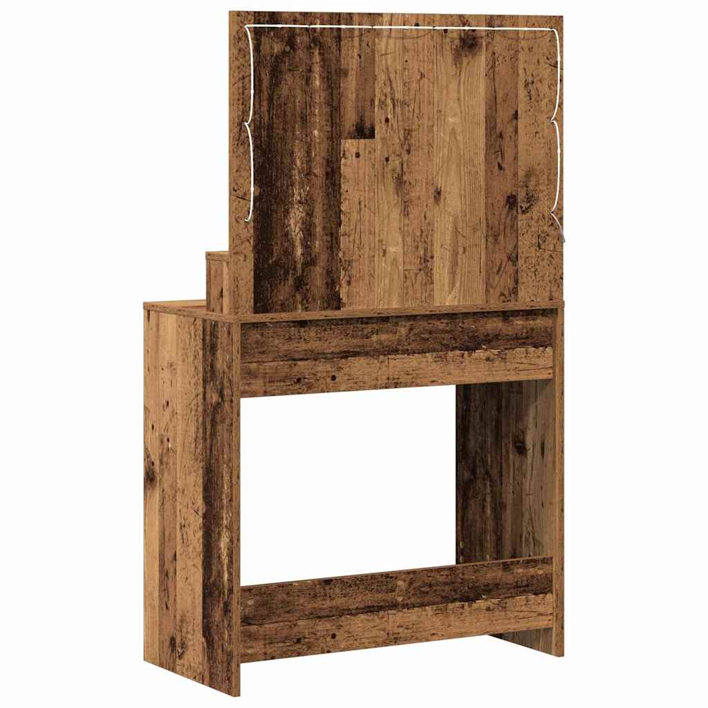 Schminktisch mit Regal Altholz 79 x 41 x 135 cm Holzwerkstoff