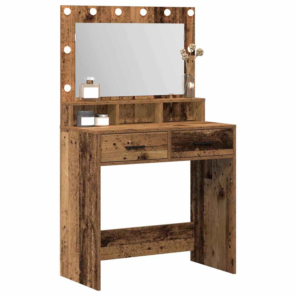 Schminktisch mit Regal Altholz 79 x 41 x 135 cm Holzwerkstoff
