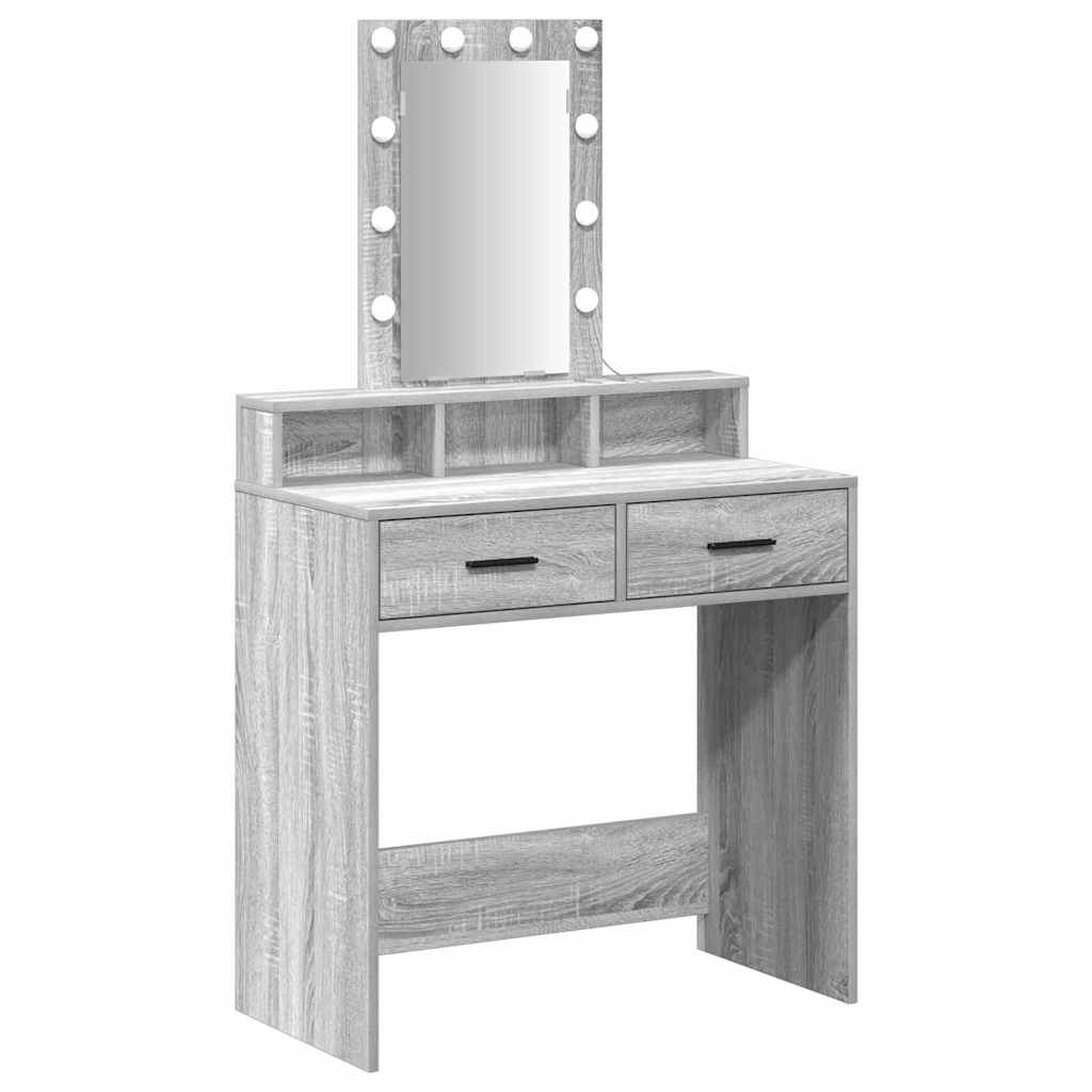 Schminktisch mit Schubladen Grau 79 x 41 x 140 cm Holzwerkstoff