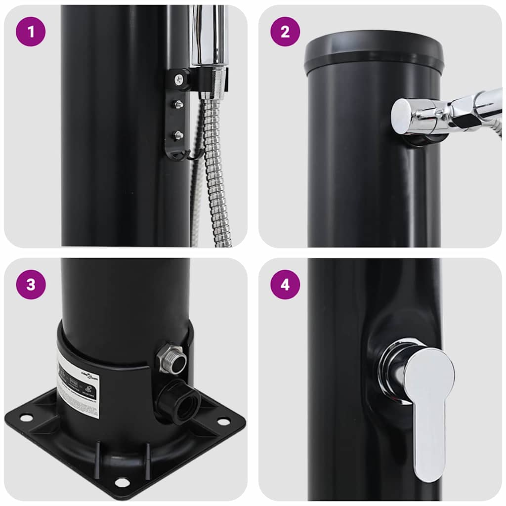 Außen Solardusche Schwarz 217 cm PVC und Aluminium