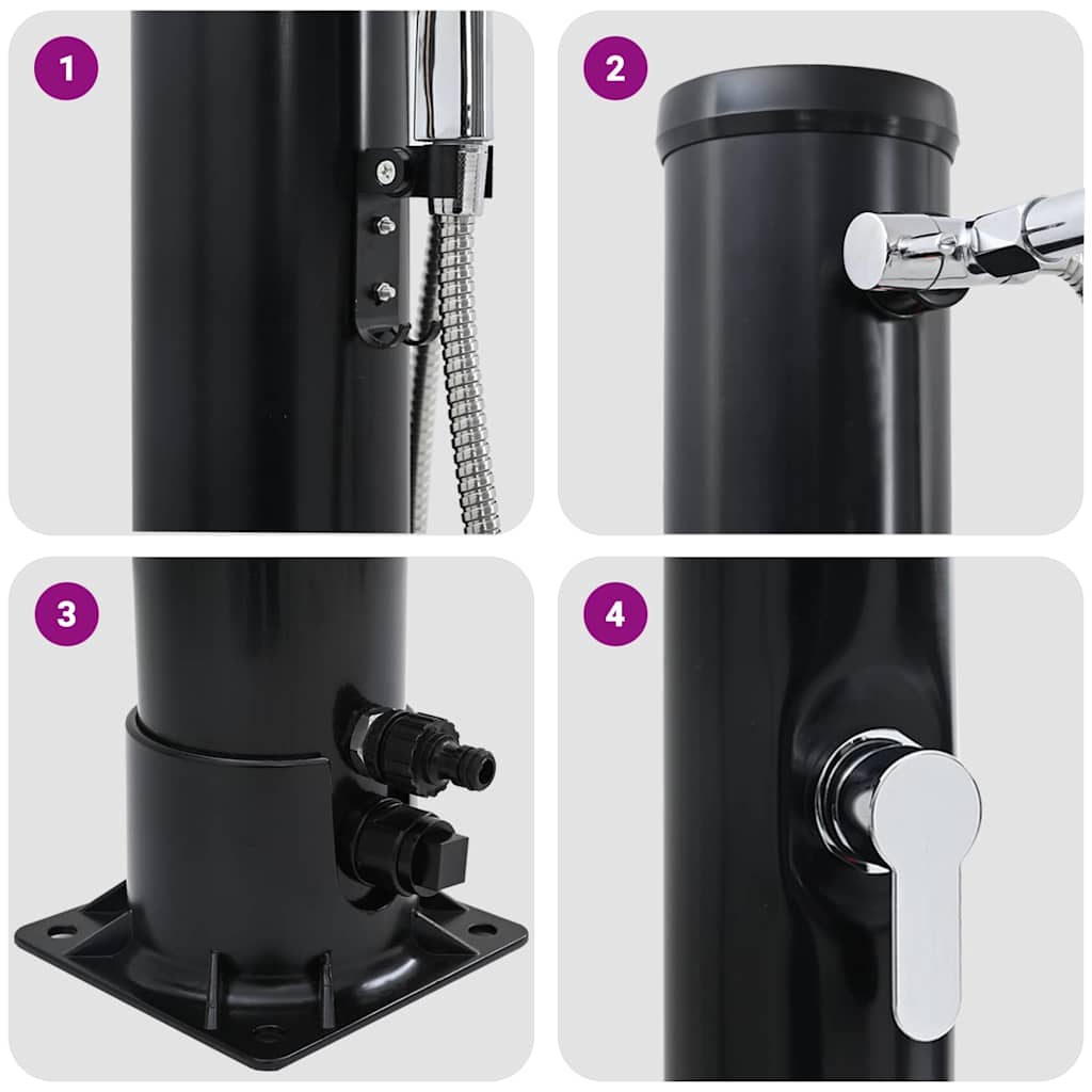 Außen Solardusche Schwarz 217 cm PVC und Aluminium