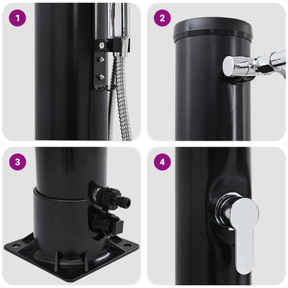 Außen Solardusche Schwarz 217 cm PVC und Aluminium