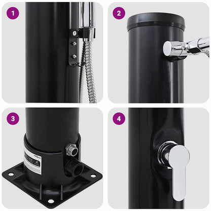 Außen Solardusche Schwarz 217 cm PVC und Aluminium