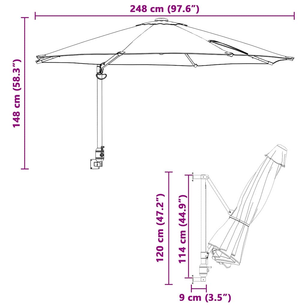 vidaXL Garten-Sonnenschirm Azurblau 248 x 248 x 148 cm