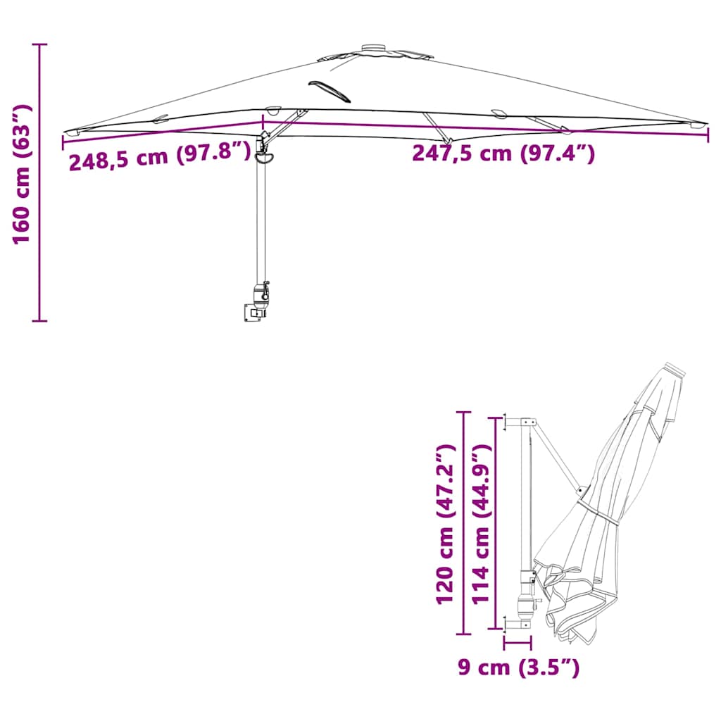 vidaXL Garten-Sonnenschirm Terrakotta 248,5 x 247,5 x 160 cm