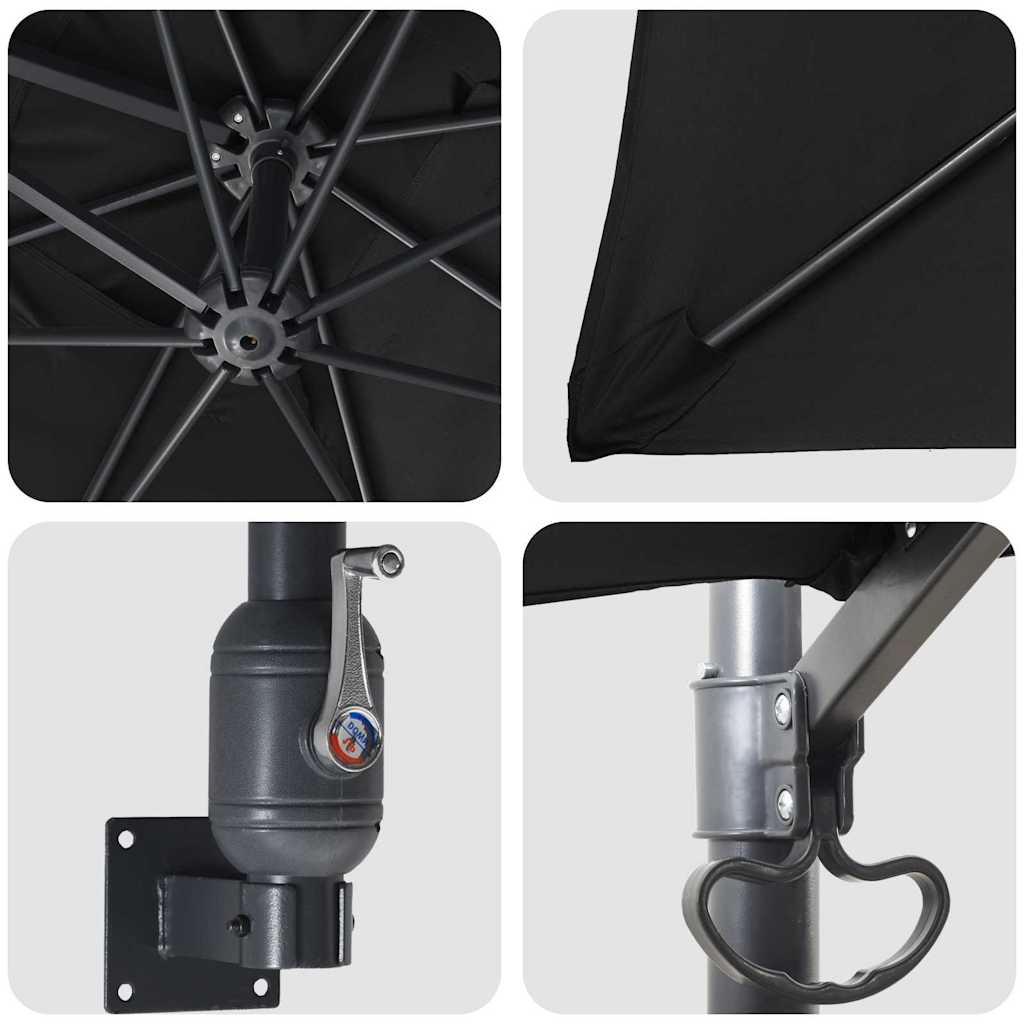 Garten-Sonnenschirm Schwarz 248,5 x 247,5 x 160 cm