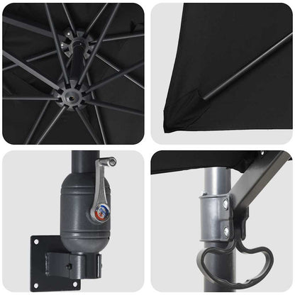 Garten-Sonnenschirm Schwarz 248,5 x 247,5 x 160 cm