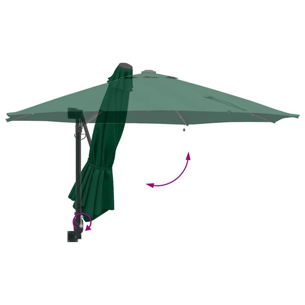 vidaXL Garten-Sonnenschirm Grün 248 x 248 x 148 cm Polyester und Stahl