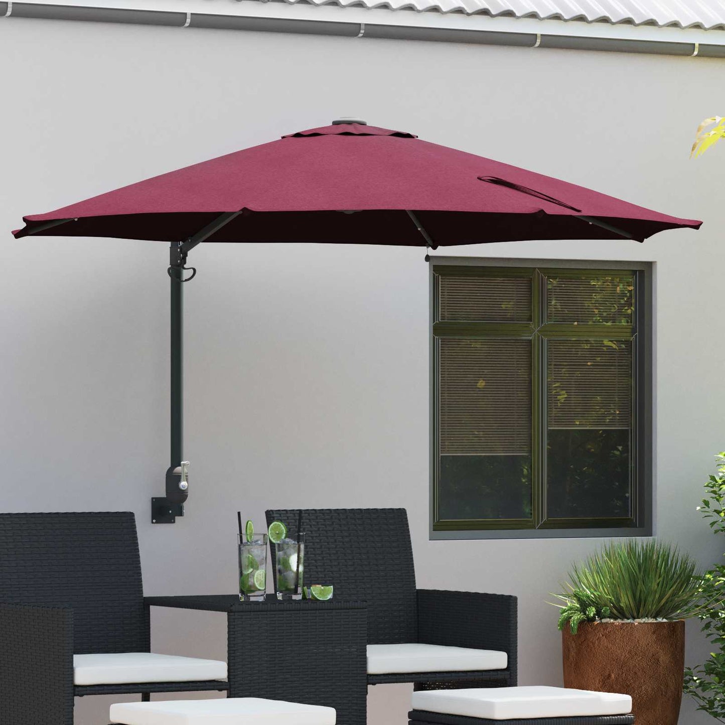 vidaXL Garten-Sonnenschirm Bordeauxrot 248 x 248 x 148 cm