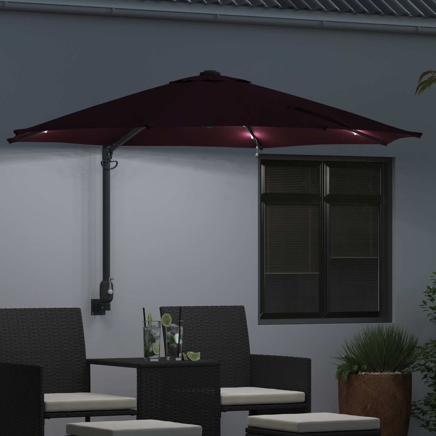 vidaXL Garten-Sonnenschirm Bordeauxrot 248 x 248 x 148 cm