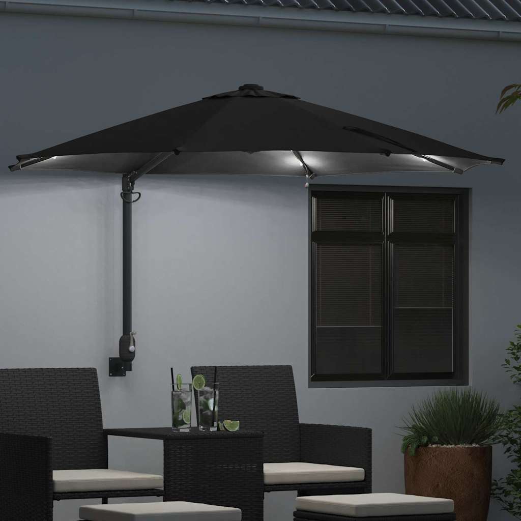vidaXL Garten-Sonnenschirm Schwarz 248 x 248 x 148 cm