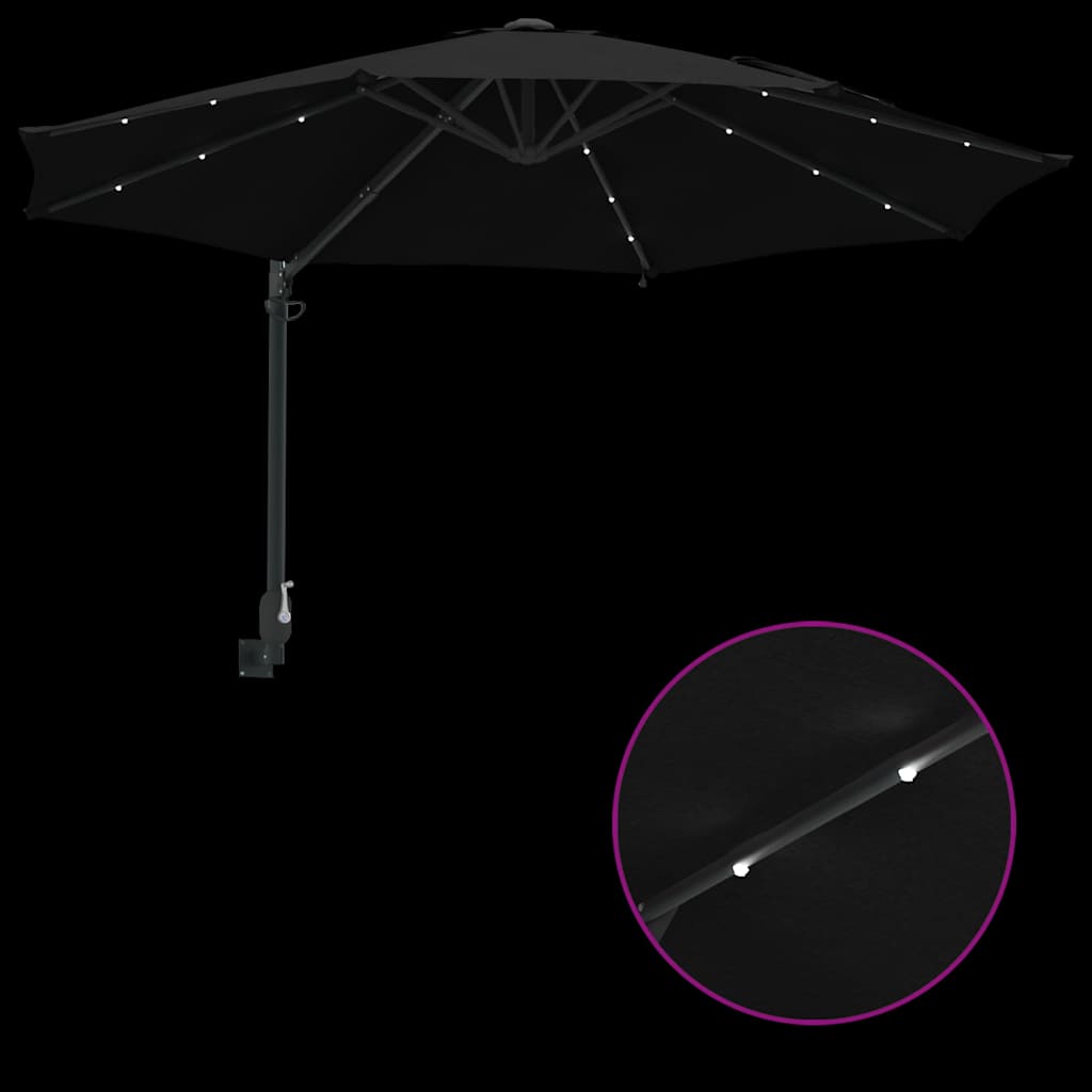 vidaXL Garten-Sonnenschirm Schwarz 248 x 248 x 148 cm