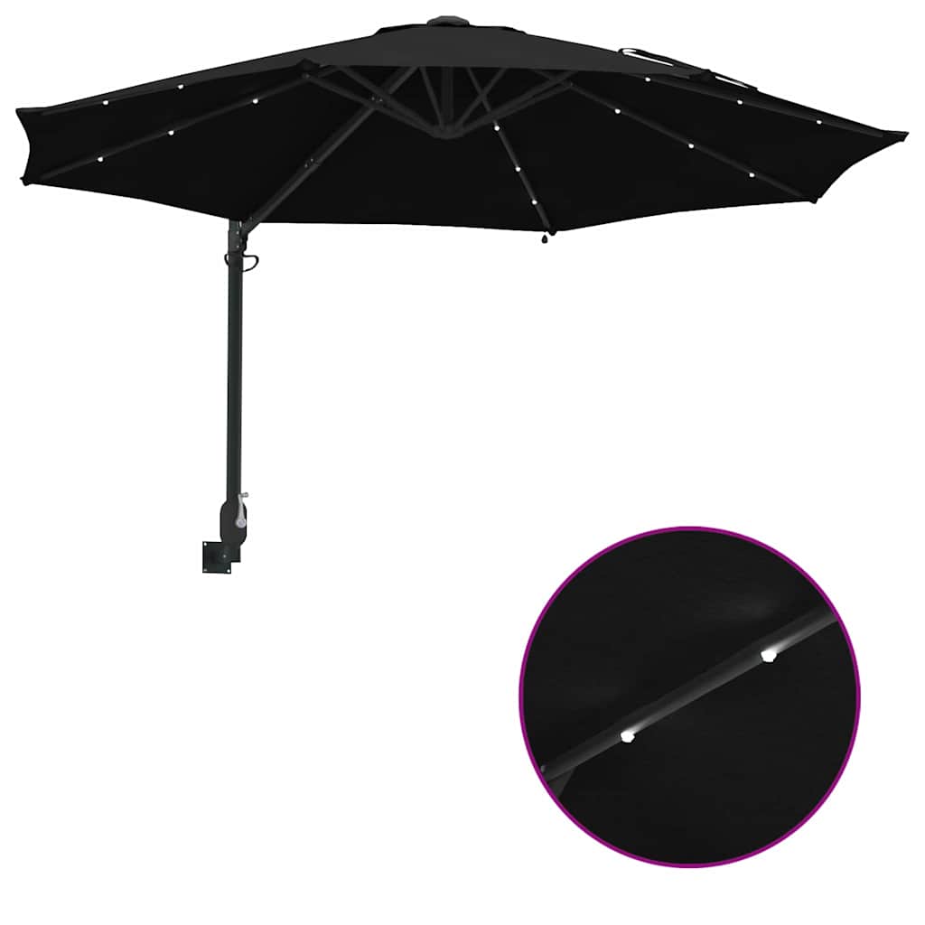 vidaXL Garten-Sonnenschirm Schwarz 248 x 248 x 148 cm