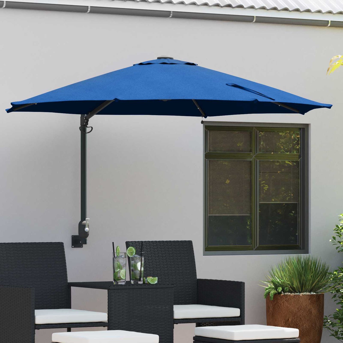 vidaXL Garten-Sonnenschirm Azurblau 248 x 248 x 148 cm