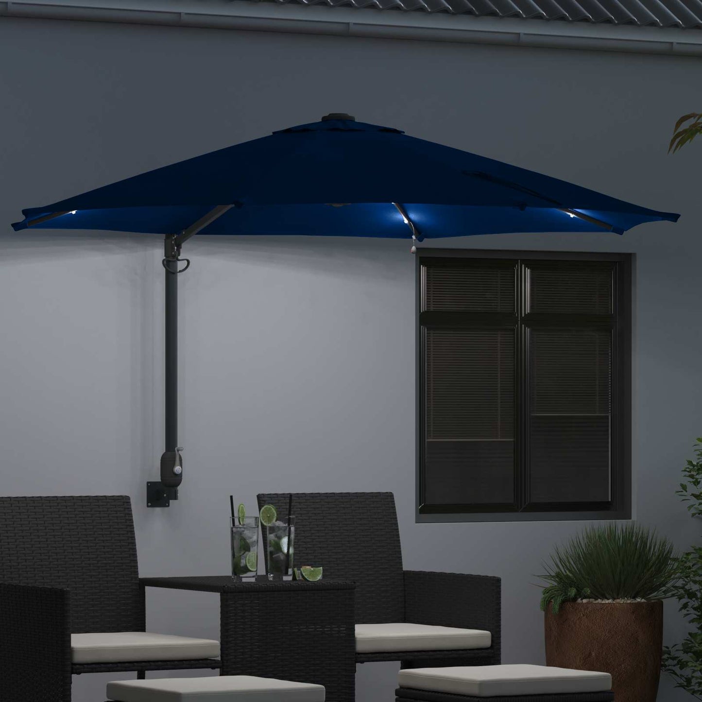 vidaXL Garten-Sonnenschirm Azurblau 248 x 248 x 148 cm