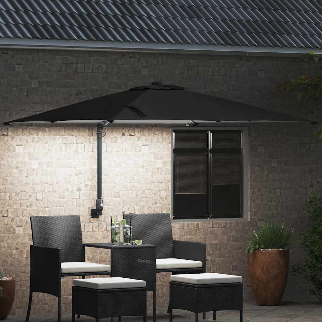 vidaXL Garten-Sonnenschirm Schwarz 248,5 x 247,5 x 160 cm