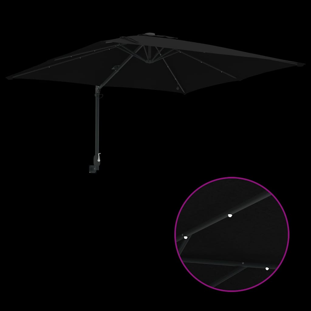 vidaXL Garten-Sonnenschirm Schwarz 248,5 x 247,5 x 160 cm