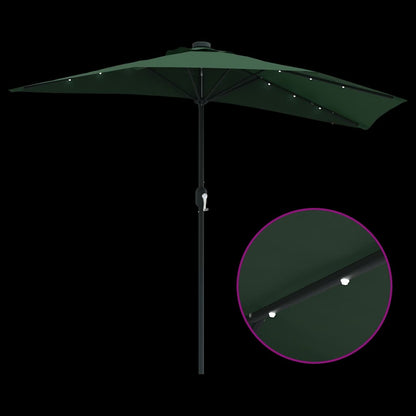 vidaXL Garten-Sonnenschirm Grün 294 x 150 x 223 cm Polyester und Stahl