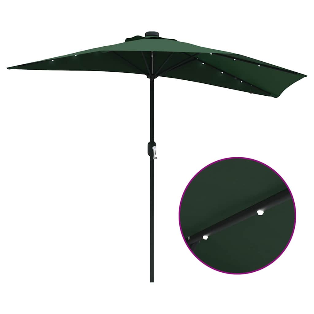 vidaXL Garten-Sonnenschirm Grün 294 x 150 x 223 cm Polyester und Stahl