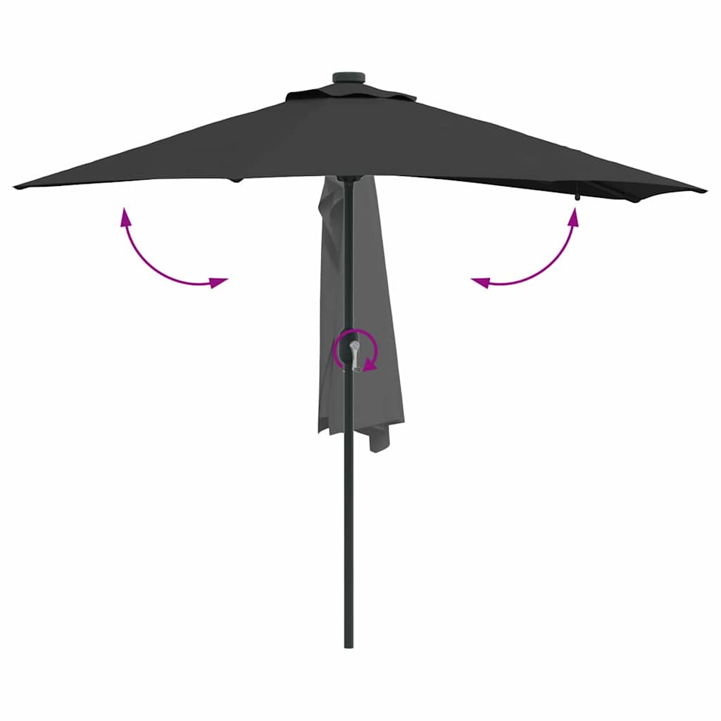 vidaXL Garten-Sonnenschirm Schwarz 294 x 150 x 223 cm