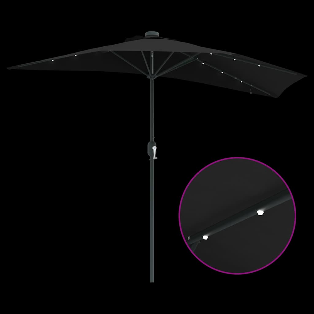 vidaXL Garten-Sonnenschirm Schwarz 294 x 150 x 223 cm