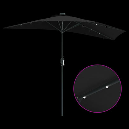 vidaXL Garten-Sonnenschirm Schwarz 294 x 150 x 223 cm
