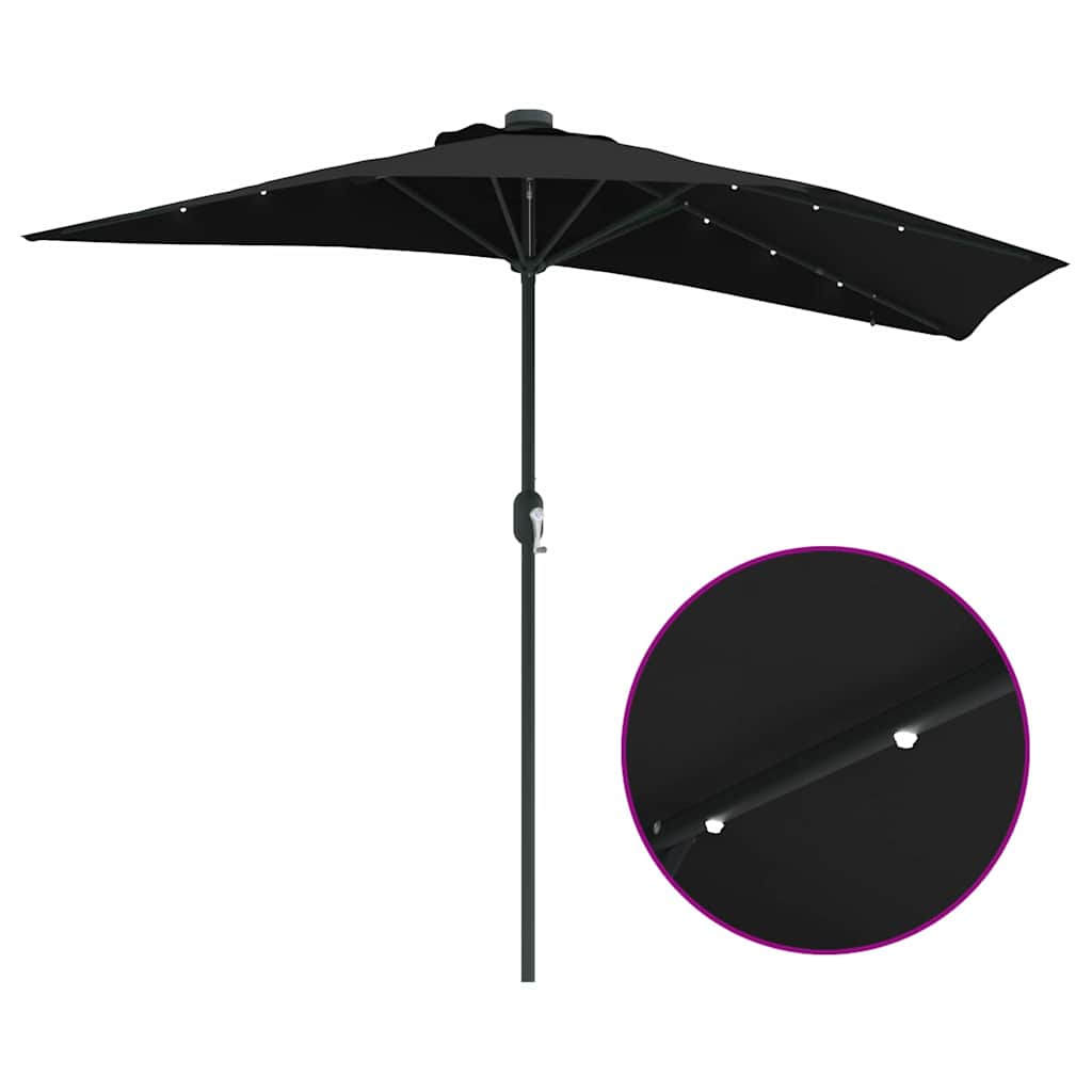vidaXL Garten-Sonnenschirm Schwarz 294 x 150 x 223 cm