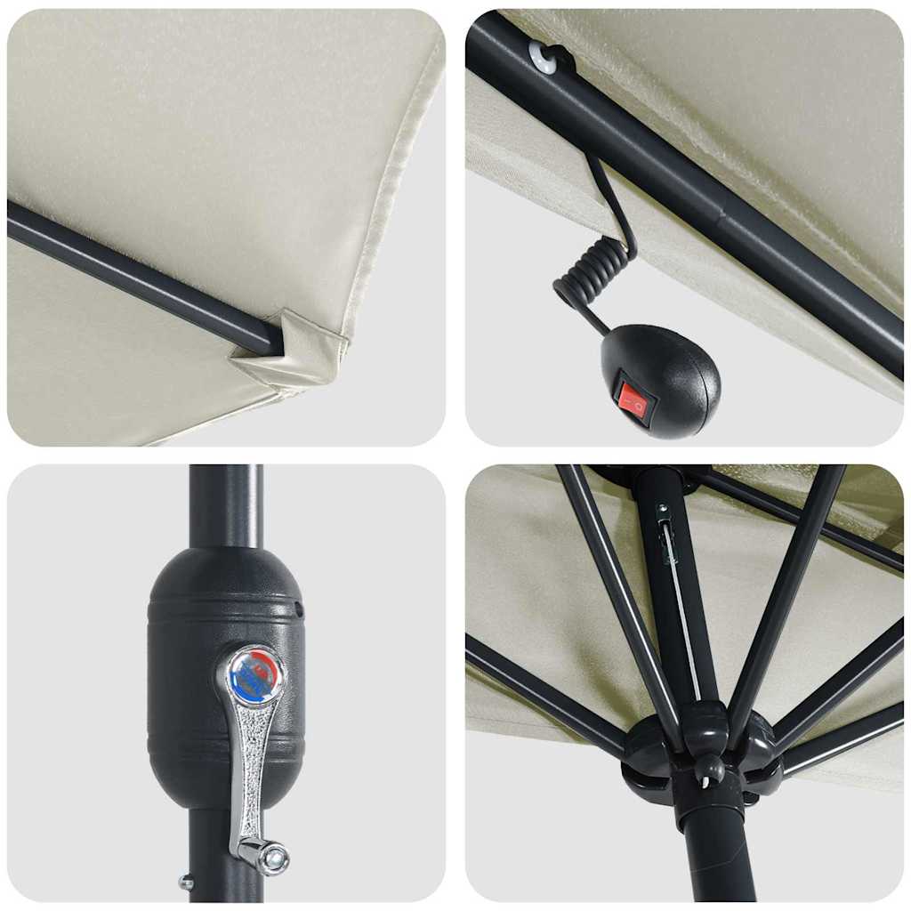 Garten-Sonnenschirm Sand 294 x 150 x 224 cm Polyester und Stahl