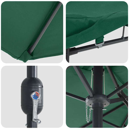 vidaXL Garten-Sonnenschirm Grün 385 x 209 x 244 cm Polyester und Stahl