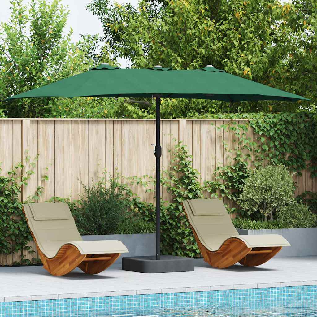 vidaXL Garten-Sonnenschirm Grün 385 x 209 x 244 cm Polyester und Stahl