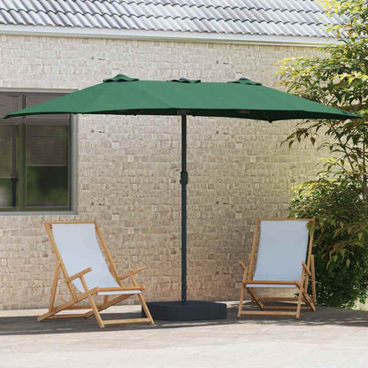 vidaXL Garten-Sonnenschirm Grün 385 x 209 x 244 cm Polyester und Stahl