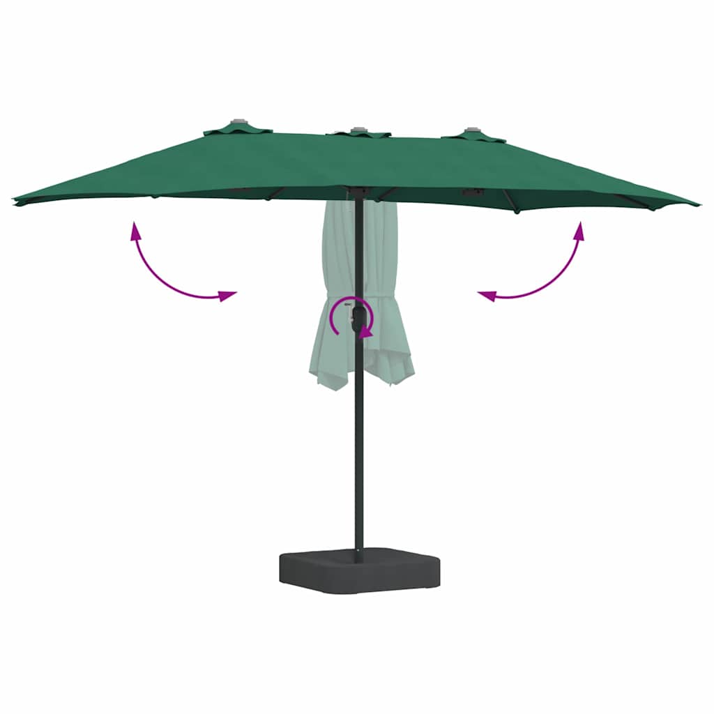 vidaXL Garten-Sonnenschirm Grün 385 x 209 x 244 cm Polyester und Stahl