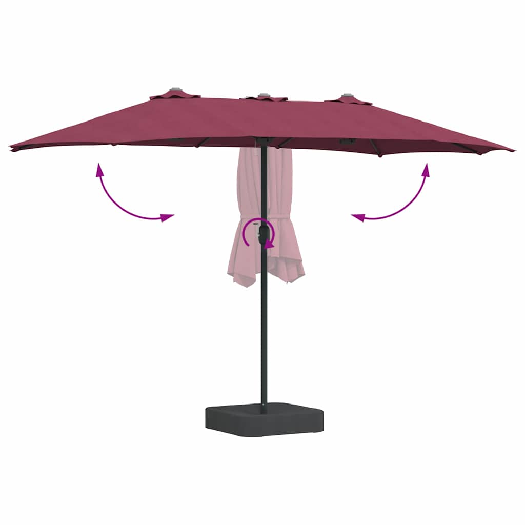 vidaXL Garten-Sonnenschirm Bordeauxrot 385 x 209 x 244 cm