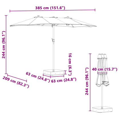 vidaXL Garten-Sonnenschirm Grün 385 x 209 x 244 cm Polyester