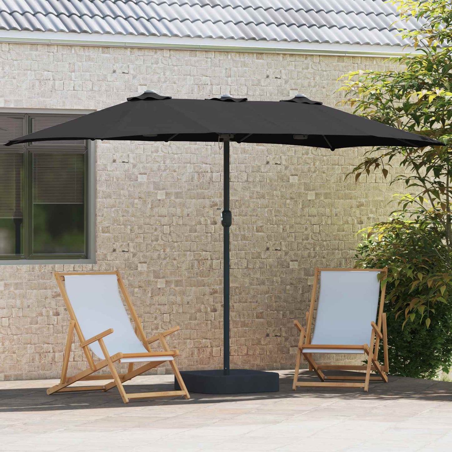 Garten-Sonnenschirm Schwarz 385 x 209 x 244 cm Polyester