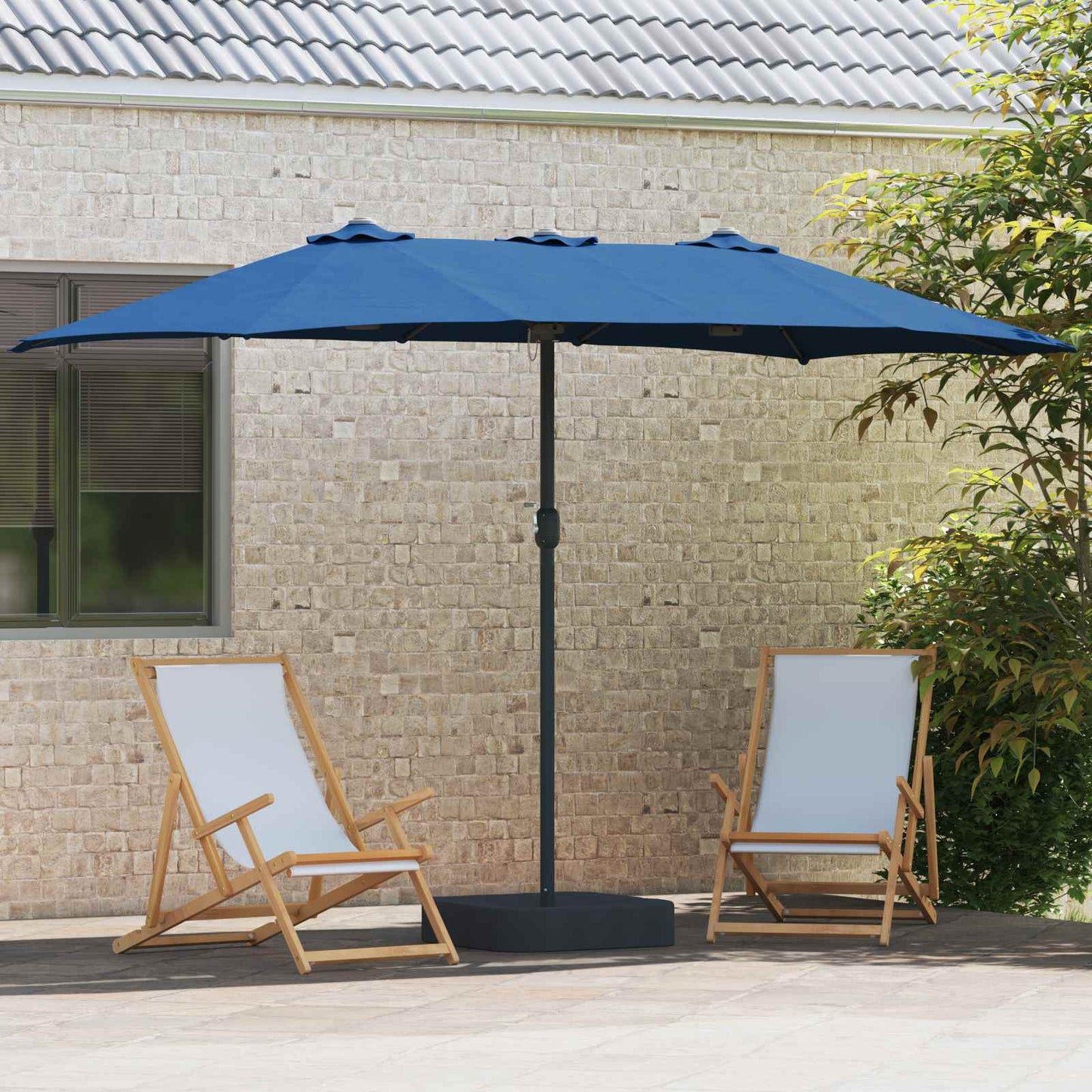 Garten-Sonnenschirm Azurblau 385 x 209 x 244 cm Polyester