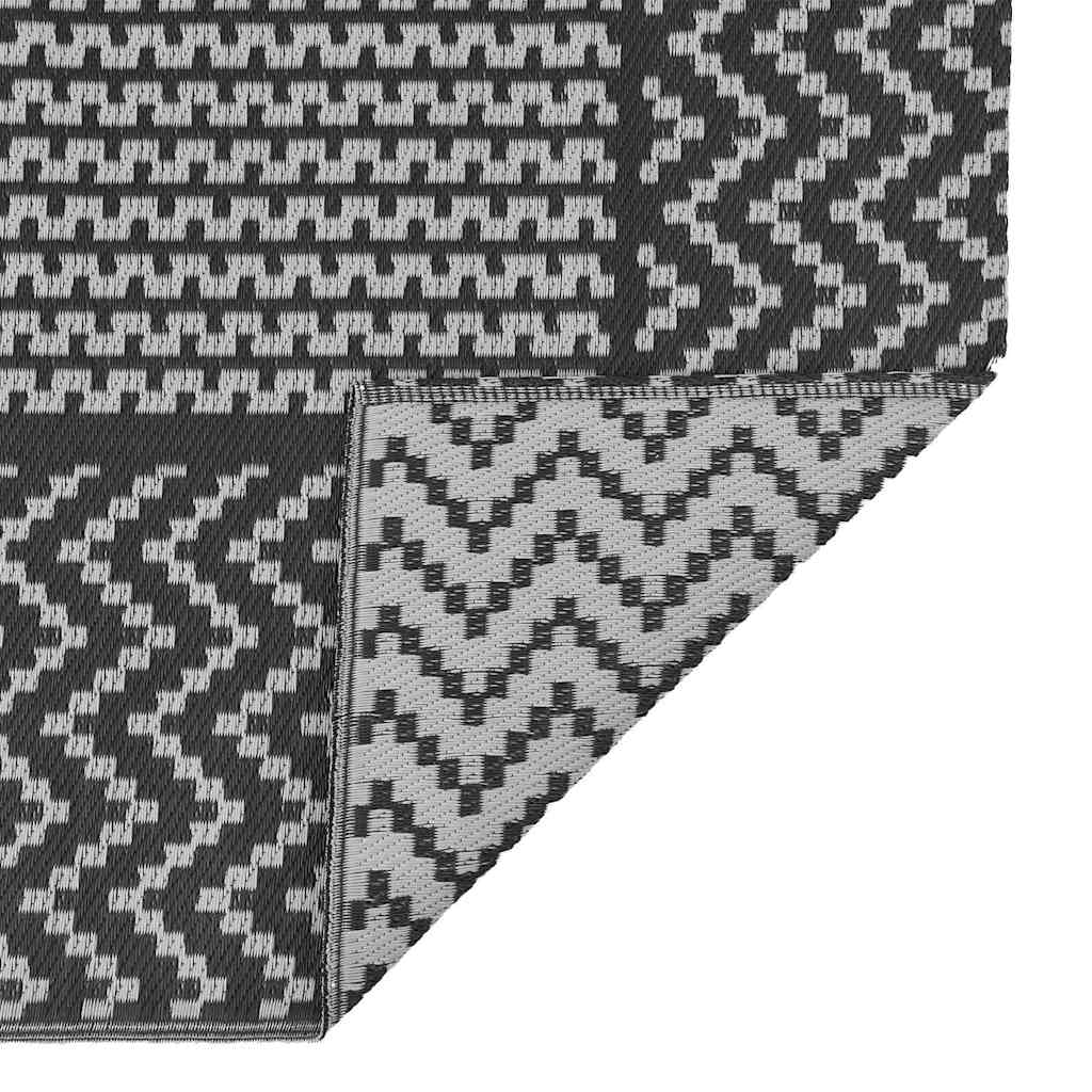 Outdoor-Teppich Chevron ARAKIL Schwarz und Grau 600 x 250 cm