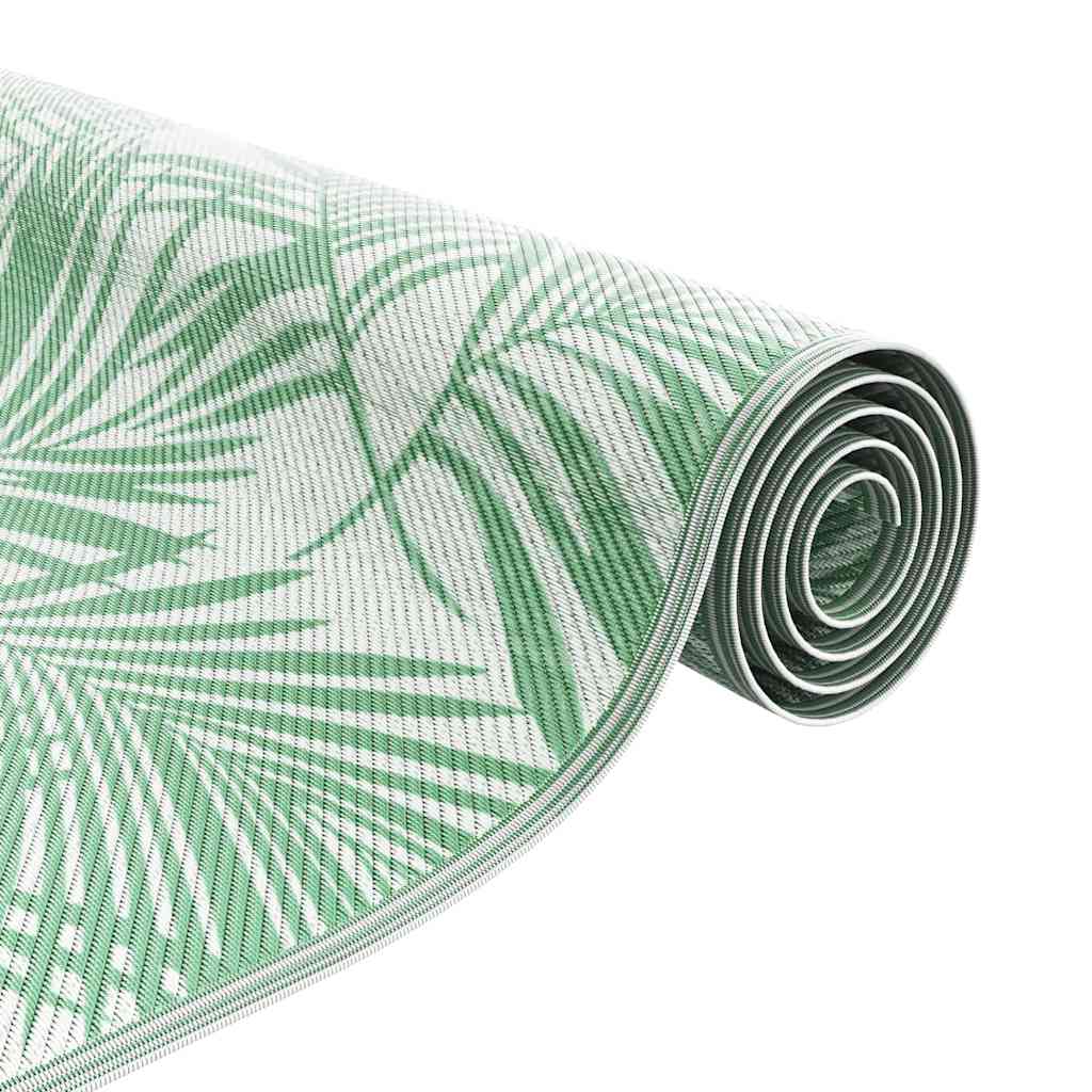Outdoor-Teppich Blatt ARAKIL Grün und Weiß 400 x 300 cm