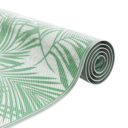 Outdoor-Teppich Blatt ARAKIL Grün und Weiß 400 x 300 cm