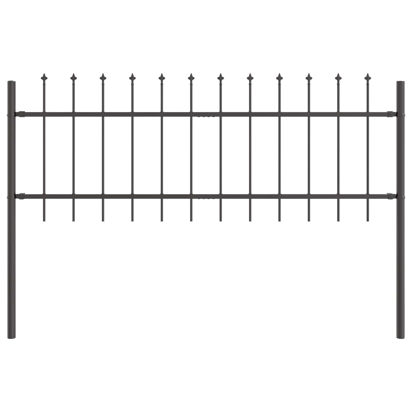 Gartenzaun 2 pcs Grau 3,4 x 0,6 m Pulverbeschichteter Stahl