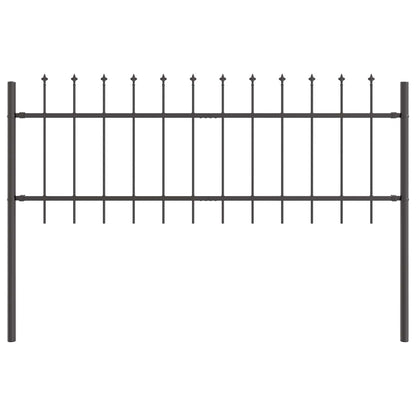 Gartenzaun 2 pcs Grau 3,4 x 0,6 m Pulverbeschichteter Stahl