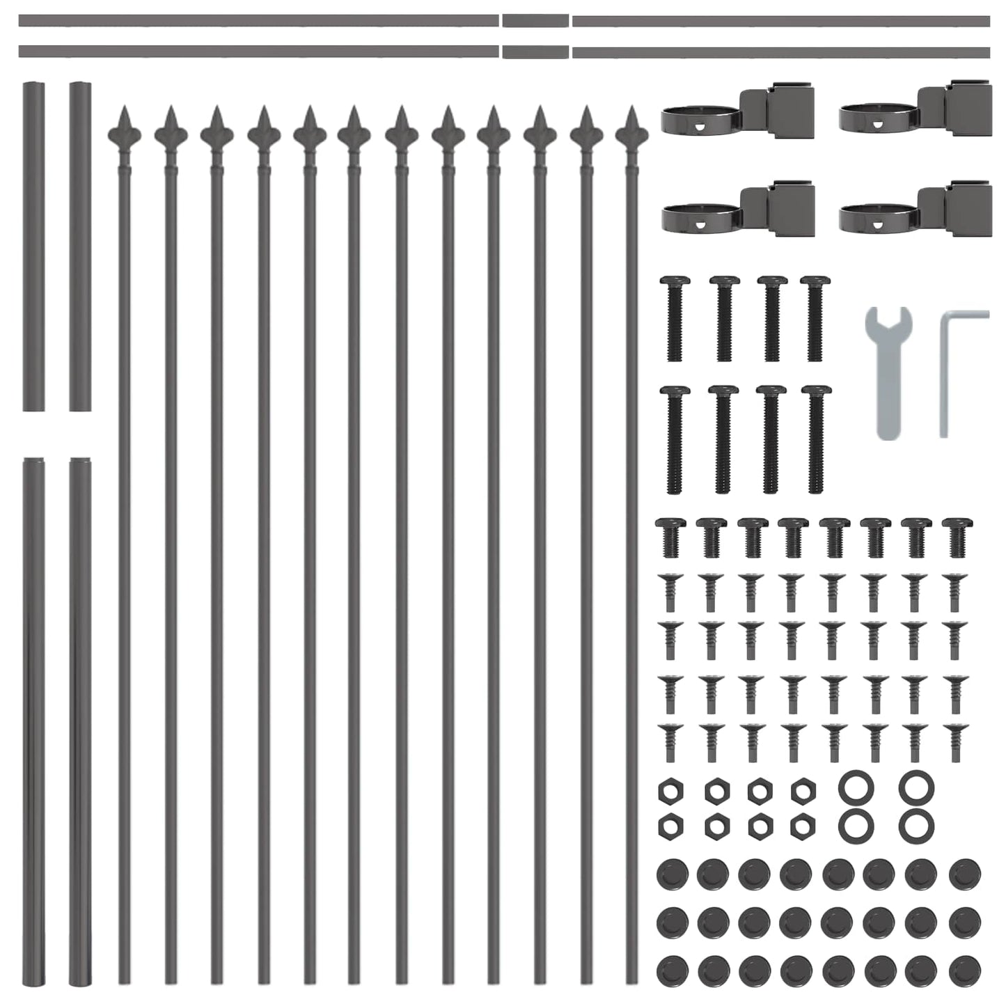 vidaXL Gartenzaun 2 pcs Grau 3,4 x 1 m Pulverbeschichteter Stahl