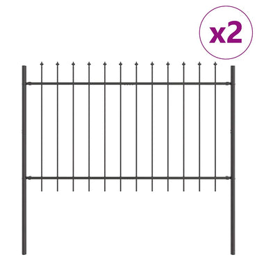 vidaXL Gartenzaun 2 pcs Grau 3,4 x 1,2 m Pulverbeschichteter Stahl