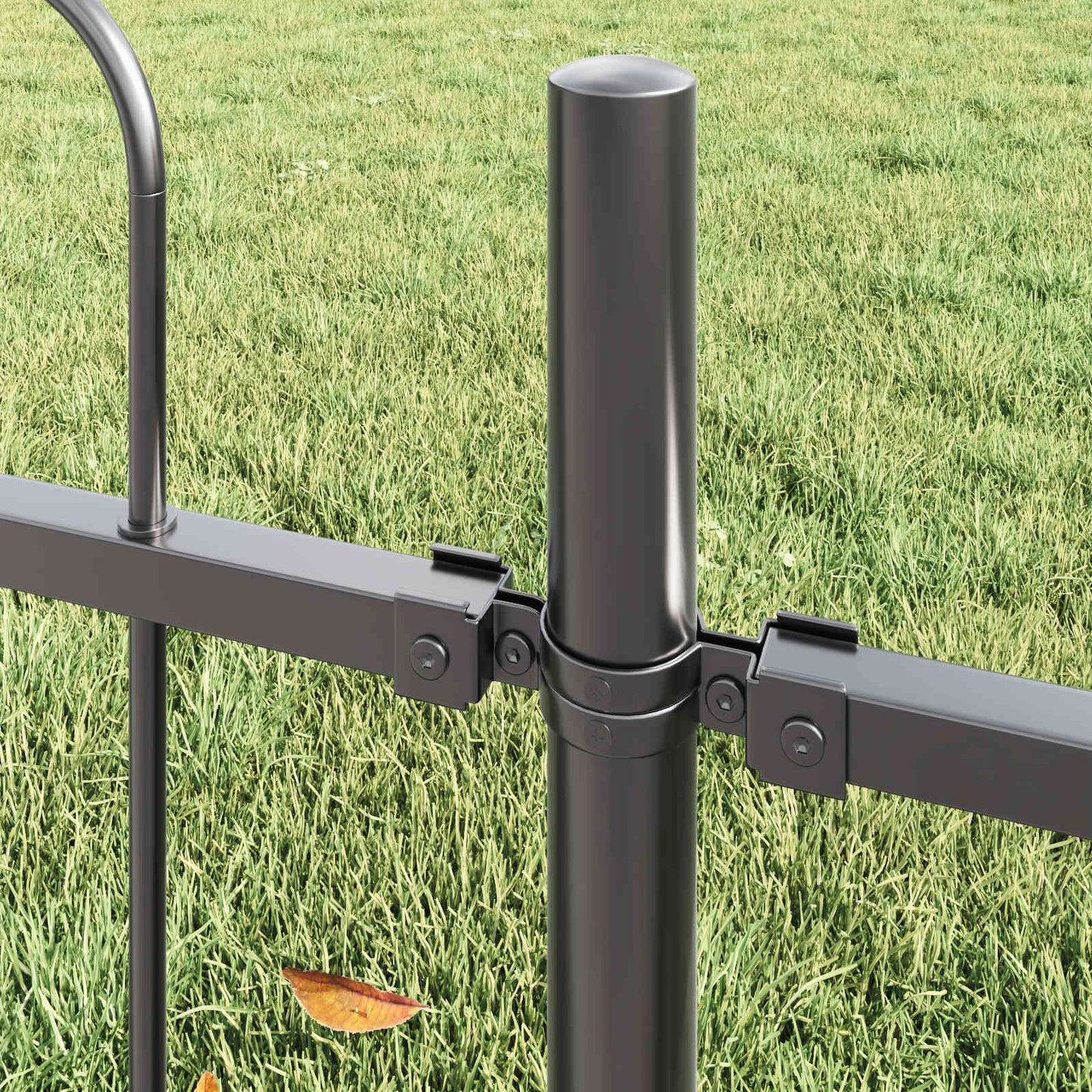 vidaXL Gartenzaun 2 pcs Grau 3,4 x 0,6 m Pulverbeschichteter Stahl