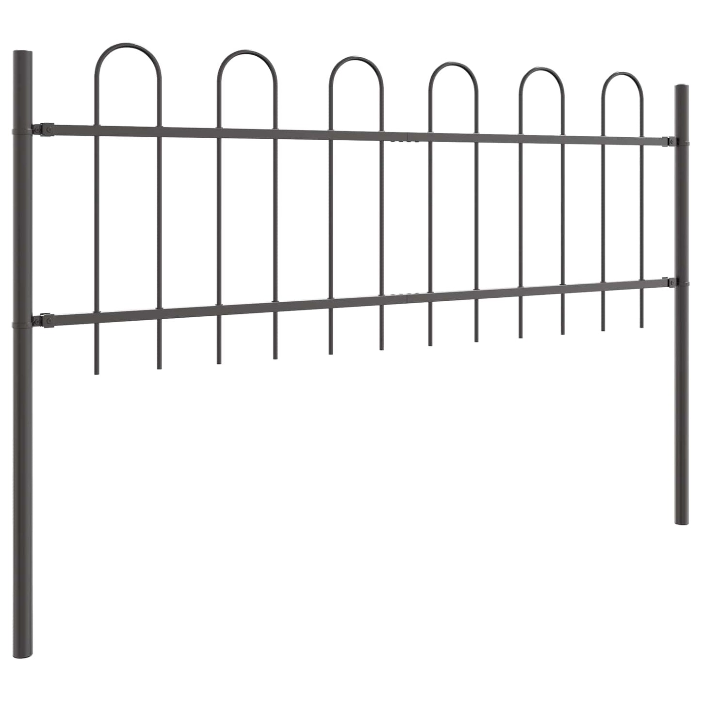 vidaXL Gartenzaun 2 pcs Grau 3,4 x 0,6 m Pulverbeschichteter Stahl
