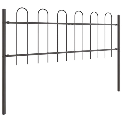 vidaXL Gartenzaun 2 pcs Grau 3,4 x 0,6 m Pulverbeschichteter Stahl