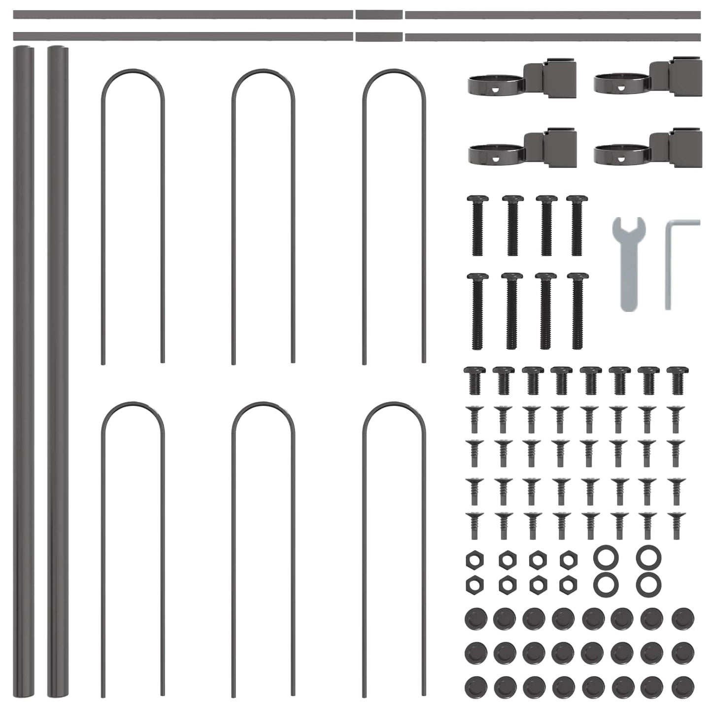 vidaXL Gartenzaun 2 pcs Grau 3,4 x 0,6 m Pulverbeschichteter Stahl